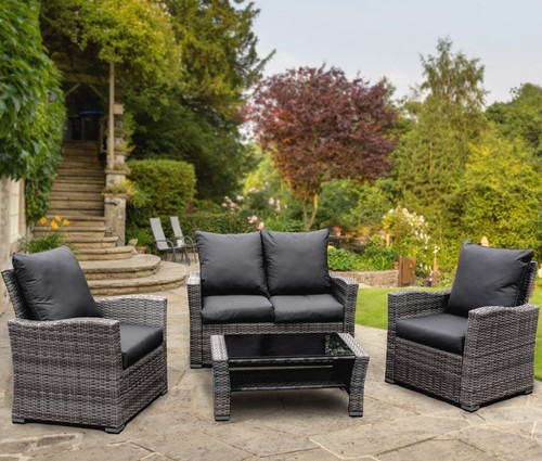 Rattan garden furniture set - garden,