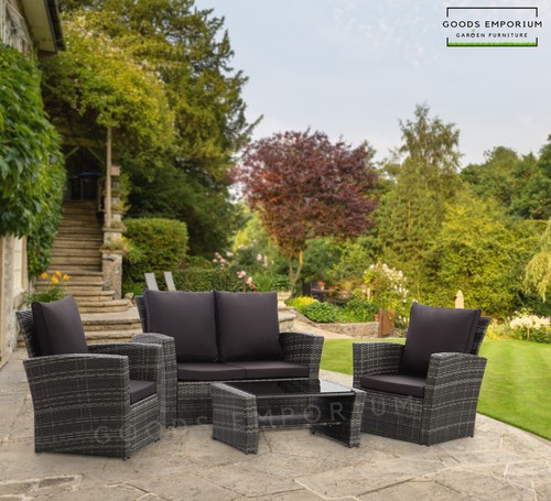 Rattan garden furniture set - furniture,