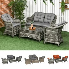 4 Pieces PE Rattan Wicker Sofa